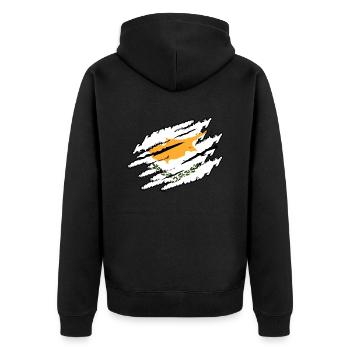 Zypern - Unisex Premium Bio Zip Hoodie - Schwarz - Hinten - Nico (187cm)