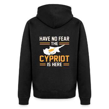 Cyprus - Unisex Premium Organic Zip Hoodie - black - Back - Nico (187cm)