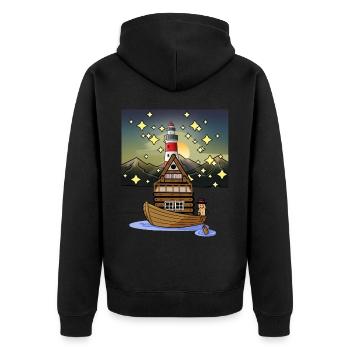 Nature Lovers Peanut Adventure Travel Expedition - Unisex Premium Organic Zip Hoodie - black - Back - Nico (187cm)