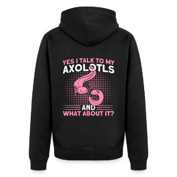 Axolotl Axolotl Besitzer Axolotl Amphibie Geschenk - Unisex Premium Bio Zip Hoodie - Schwarz - Hinten - Nico (187cm)