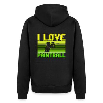 I love paintball - Unisex Premium Bio Zip Hoodie - Schwarz - Hinten - Nico (187cm)