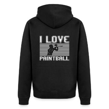I love paintball - Unisex Premium Bio Zip Hoodie - Schwarz - Hinten - Nico (187cm)