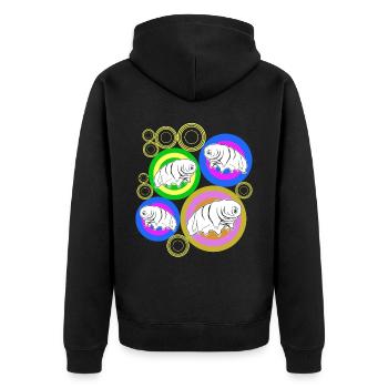 Tardigrade Retro Wasserbär Tardigrades - Unisex Premium Bio Zip Hoodie - Schwarz - Hinten - Nico (187cm)