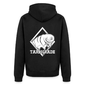 Tardigrade Wasserbär Tardigrades - Unisex Premium Bio Zip Hoodie - Schwarz - Hinten - Nico (187cm)