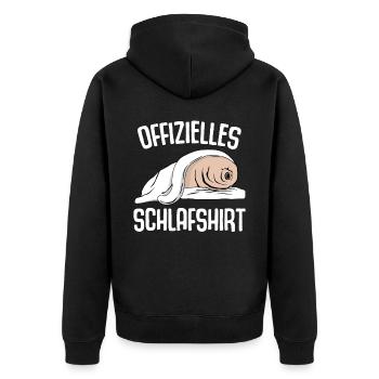 Tardigrade Schlafshirt mit Wasserbär - Unisex Premium Bio Zip Hoodie - Schwarz - Hinten - Nico (187cm)