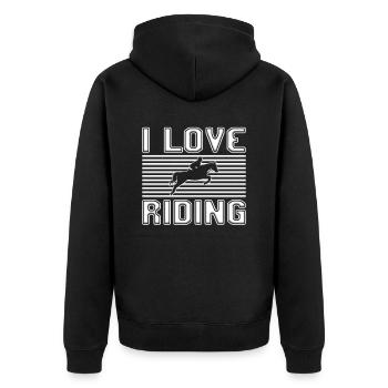 I love riding - Unisex Premium Bio Zip Hoodie - Schwarz - Hinten - Nico (187cm)