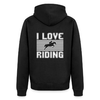 I love riding - Unisex Premium Bio Zip Hoodie - Schwarz - Hinten - Nico (187cm)