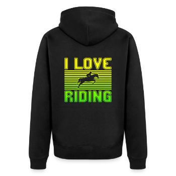 I love riding - Unisex Premium Bio Zip Hoodie - Schwarz - Hinten - Nico (187cm)