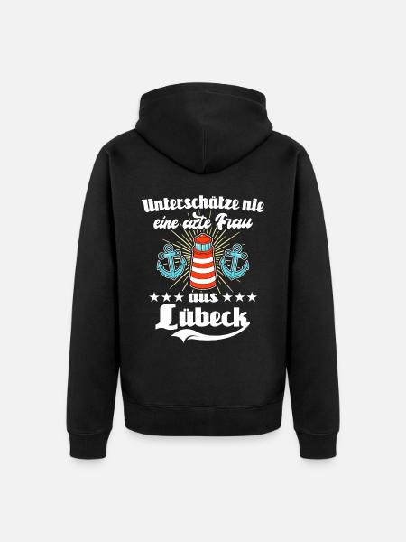 Lübeck Ostsee Lübecker Sprüche - Unisex Premium Bio Zip Hoodie - Schwarz