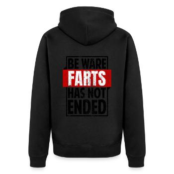 Funny Fart Saying Irony Sarcasm - Unisex Premium Organic Zip Hoodie - black - Back - Nico (187cm)