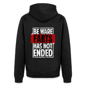 Funny Fart Saying Irony Sarcasm - Unisex Premium Organic Zip Hoodie - black - Back - Nico (187cm)