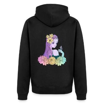 Manga Girl Anime Fille Papillon - Veste à capuche bio Premium Unisexe - noir - Dos - Nico (187cm)