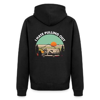 Camping, je déteste déménager, camping-car - Veste à capuche bio Premium Unisexe - noir - Dos - Nico (187cm)