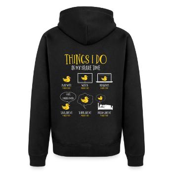 Rubber Duck Fan, Gummienten - Unisex Premium Bio Zip Hoodie - Schwarz - Hinten - Nico (187cm)