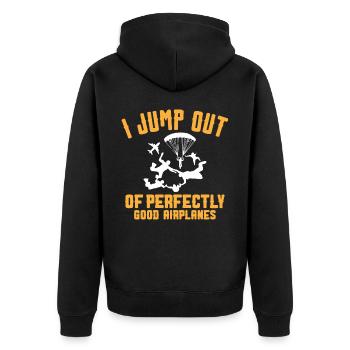 Skydiving, Skydiver - Unisex Premium Organic Zip Hoodie - black - Back - Nico (187cm)
