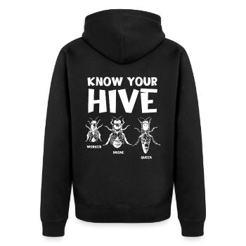 Connaissez votre ruche, apiculteur, apiculture - Veste à capuche bio Premium Unisexe - noir - Dos - Nico (187cm)