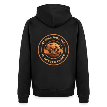 Cookies Make The World A Better Place To - Unisex Premium Organic Zip Hoodie - black - Back - Nico (187cm)
