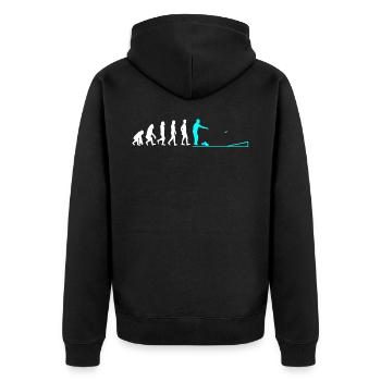 Cornhole, Sitzsack, Sitzsack Werfen - Unisex Premium Bio Zip Hoodie - Schwarz - Hinten - Nico (187cm)