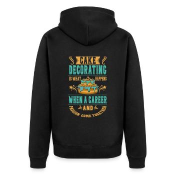 Kuchen Dekorieren Ist Das, Was Für Bäcker Oder - Unisex Premium Bio Zip Hoodie - Schwarz - Hinten - Nico (187cm)