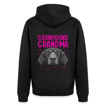 Coonhound Grandma Dog Dog Owner Gift - Unisex Premium Organic Zip Hoodie - black - Back - Nico (187cm)