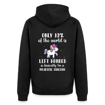 Licorne gaucher - Veste à capuche bio Premium Unisexe - noir - Dos - Nico (187cm)