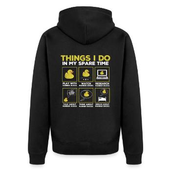 Rubber Duck Fan, Gummienten - Unisex Premium Bio Zip Hoodie - Schwarz - Hinten - Nico (187cm)