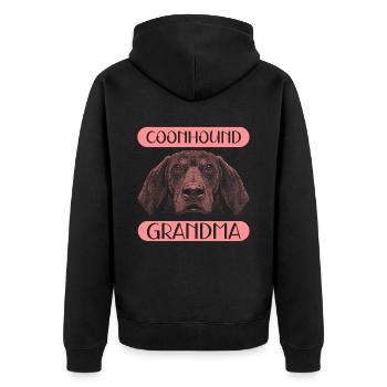 Coonhound Grandma Dog Owner Mistress Gift - Unisex Premium Organic Zip Hoodie - black - Back - Nico (187cm)
