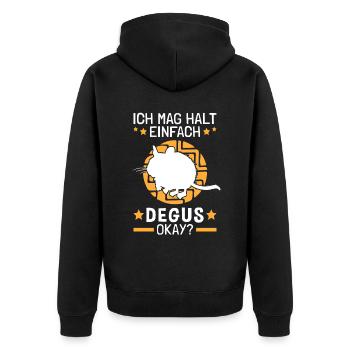 Ich mag einfach Degus Nagetier Chile Degu - Unisex Premium Bio Zip Hoodie - Schwarz - Hinten - Nico (187cm)
