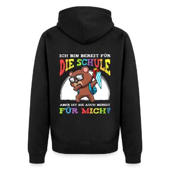 Schulkind Einschulung Bär - Unisex Premium Bio Zip Hoodie - Schwarz - Hinten - Nico (187cm)