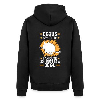 So I am a Degu rodent Chile Degus - Unisex Premium Organic Zip Hoodie - black - Back - Nico (187cm)