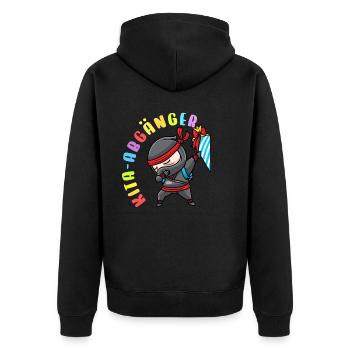 Kita Abgänger Schultüte Ninja Kindergarten - Unisex Premium Bio Zip Hoodie - Schwarz - Hinten - Nico (187cm)