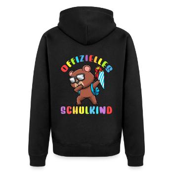 Schulkind Einschulung Bär - Unisex Premium Bio Zip Hoodie - Schwarz - Hinten - Nico (187cm)