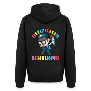 Schulkind Einschulung Polizei - Unisex Premium Bio Zip Hoodie - Schwarz - Hinten - Nico (187cm)