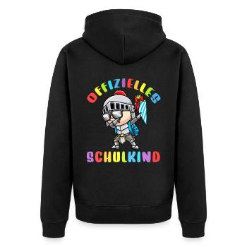 Schulkind Einschulung Ritter - Unisex Premium Bio Zip Hoodie - Schwarz - Hinten - Nico (187cm)