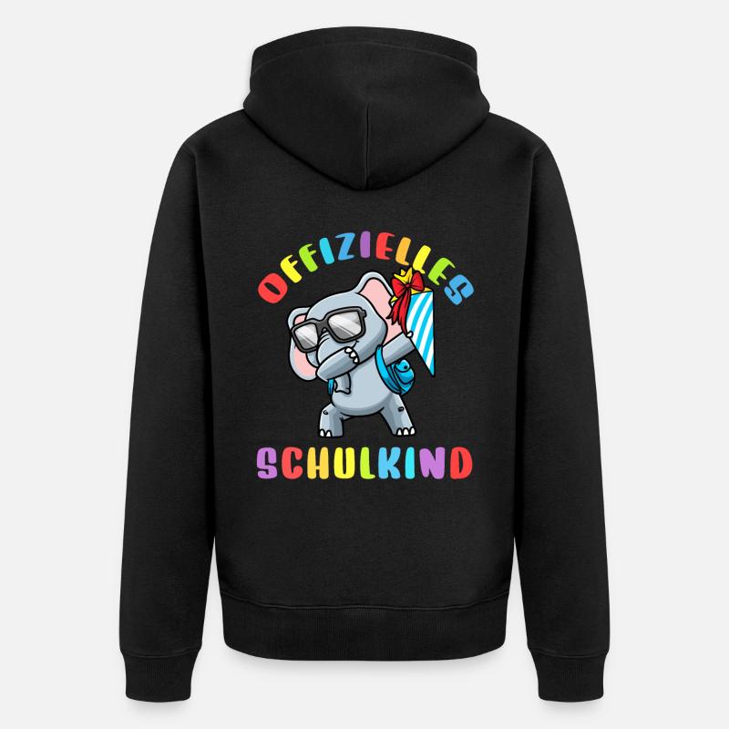 Schulkind Einschulung Elefant - Unisex Premium Bio Zip Hoodie - Schwarz