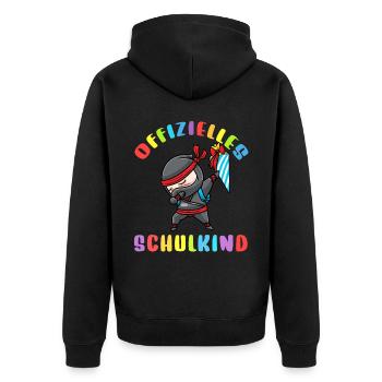 Schulkind Einschulung Ninja - Unisex Premium Bio Zip Hoodie - Schwarz - Hinten - Nico (187cm)