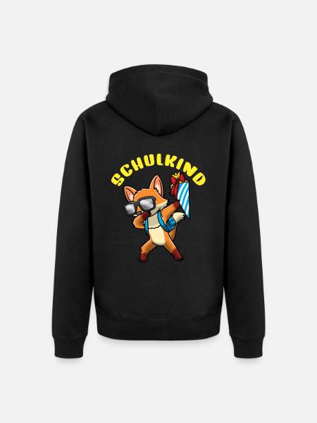 Schulkind Einschulung Fuchs - Unisex Premium Bio Zip Hoodie - Schwarz