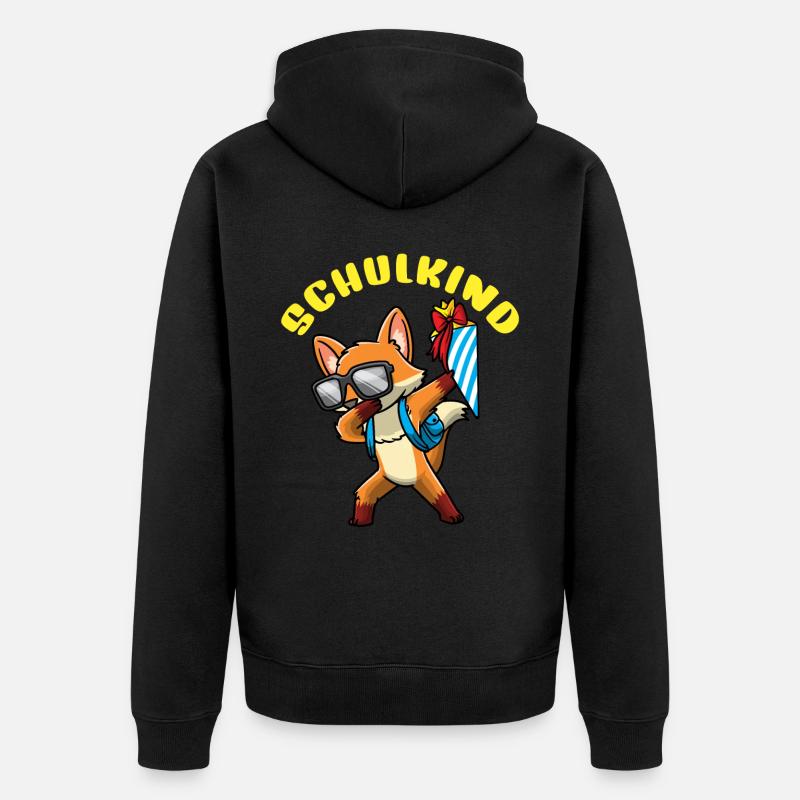Schulkind Einschulung Fuchs - Unisex Premium Bio Zip Hoodie - Schwarz