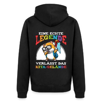 Schulkind Einschulung Hamster - Unisex Premium Bio Zip Hoodie - Schwarz - Hinten - Nico (187cm)