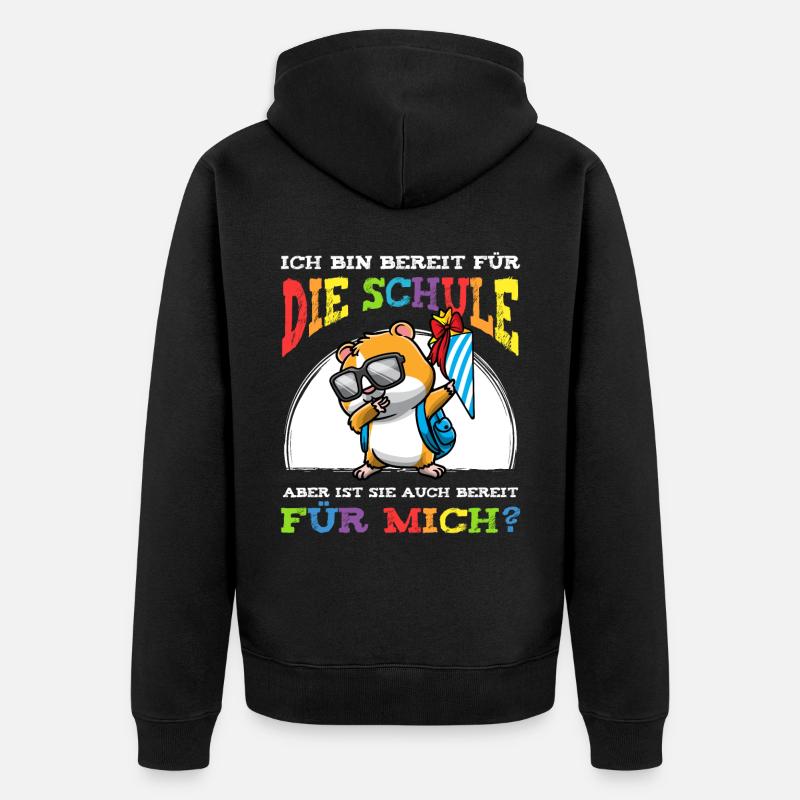 Schulkind Einschulung Hamster - Unisex Premium Bio Zip Hoodie - Schwarz