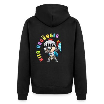 Kita Abgänger Schultüte Ritter Kindergarten - Unisex Premium Bio Zip Hoodie - Schwarz - Hinten - Nico (187cm)