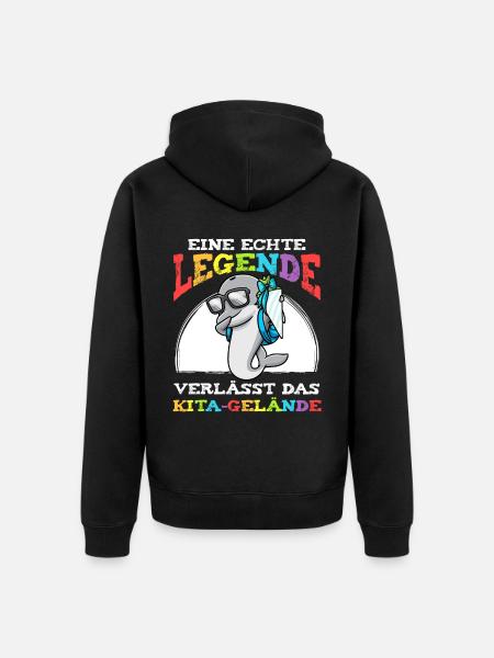 Schulkind Einschulung Delfin - Unisex Premium Bio Zip Hoodie - Schwarz