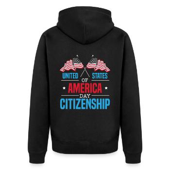 United States Of America Day Citizenship USA Flag - Unisex Premium Organic Zip Hoodie - black - Back - Nico (187cm)