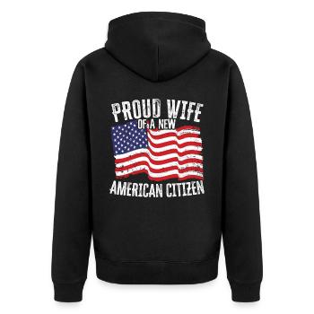 Fier WIfe d’une nouvelle constitution citoyenne américaine - Veste à capuche bio Premium Unisexe - noir - Dos - Nico (187cm)