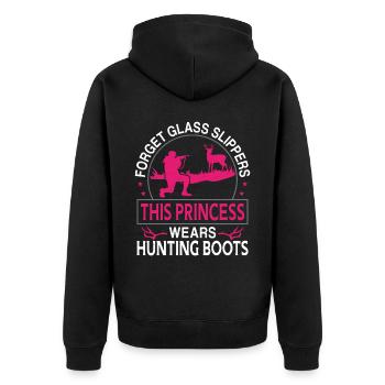 Buck Deer Hunting Hunter Girl - Unisex Premium Bio Zip Hoodie - Schwarz - Hinten - Nico (187cm)