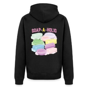 Soap Making Crafting Soap-A-Holic - Unisex Premium Organic Zip Hoodie - black - Back - Nico (187cm)