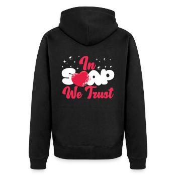 Soap Making Crafting In Soap We - Unisex Premium Bio Zip Hoodie - Schwarz - Hinten - Nico (187cm)