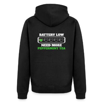 Lustiger Minzkräutertee - Unisex Premium Bio Zip Hoodie - Schwarz - Hinten - Nico (187cm)
