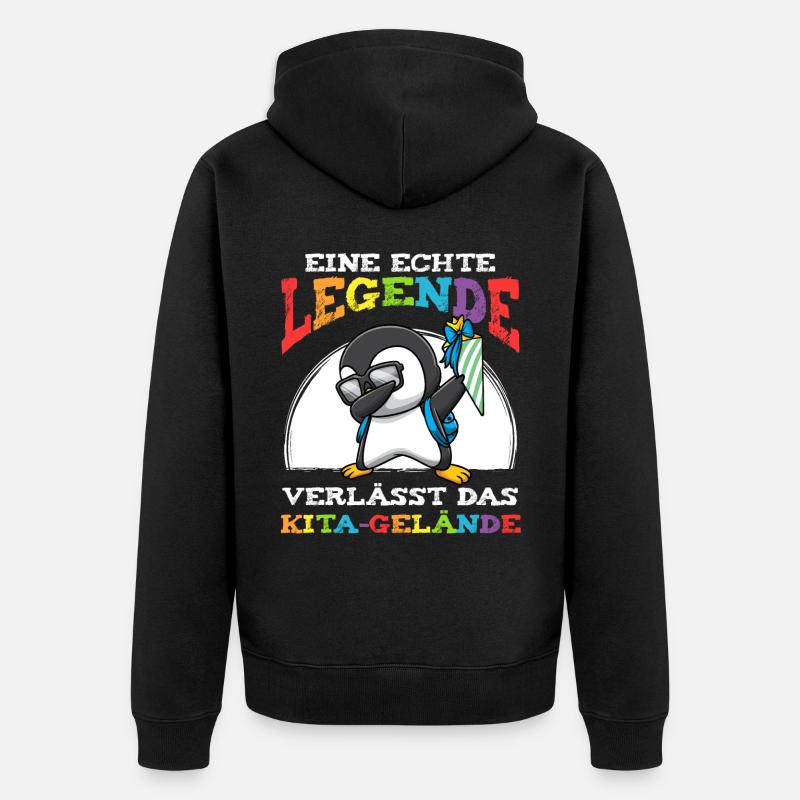 Schulkind Einschulung Pinguin - Unisex Premium Bio Zip Hoodie - Schwarz