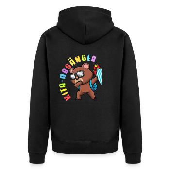 Kita Abgänger Schultüte Bär Kindergarten Abschluss - Unisex Premium Bio Zip Hoodie - Schwarz - Hinten - Nico (187cm)